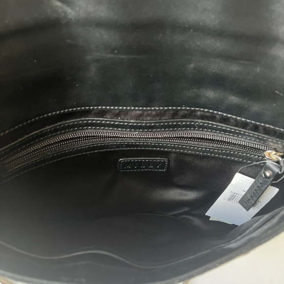 MILLY Mercer Snakeskin Black Leather Shoulder Chain Envelope Clutch - Picture 10 of 11